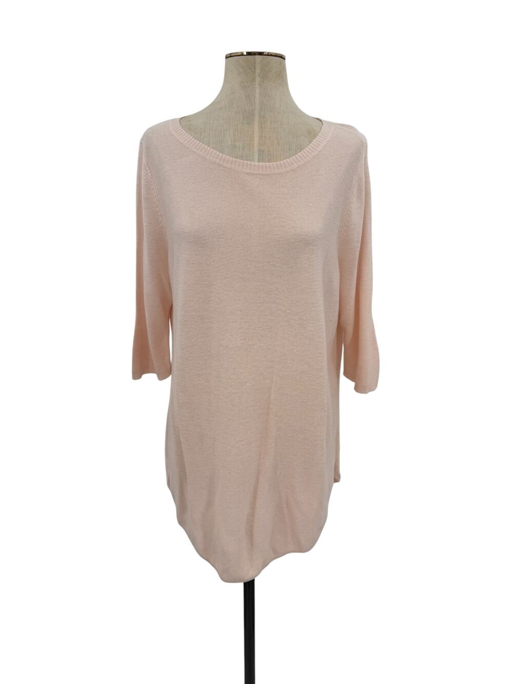 Eileen Fisher Tencel Organic Cotton Silk Scoop Neck Tunic Sweater Pink XL